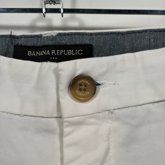 Banana Republic Fulton Skinny Chino Pants Men 33x32 White Ivory Stretch Cotton - Picture 6 of 12